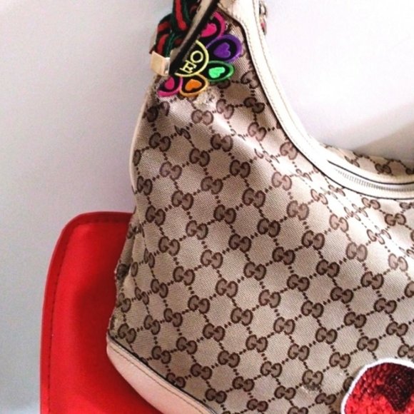 HEARTS 90s Gucci HOBO Large Shoulder Bag - DOUBLE SIDED HEARTS - Picture 9 of 15